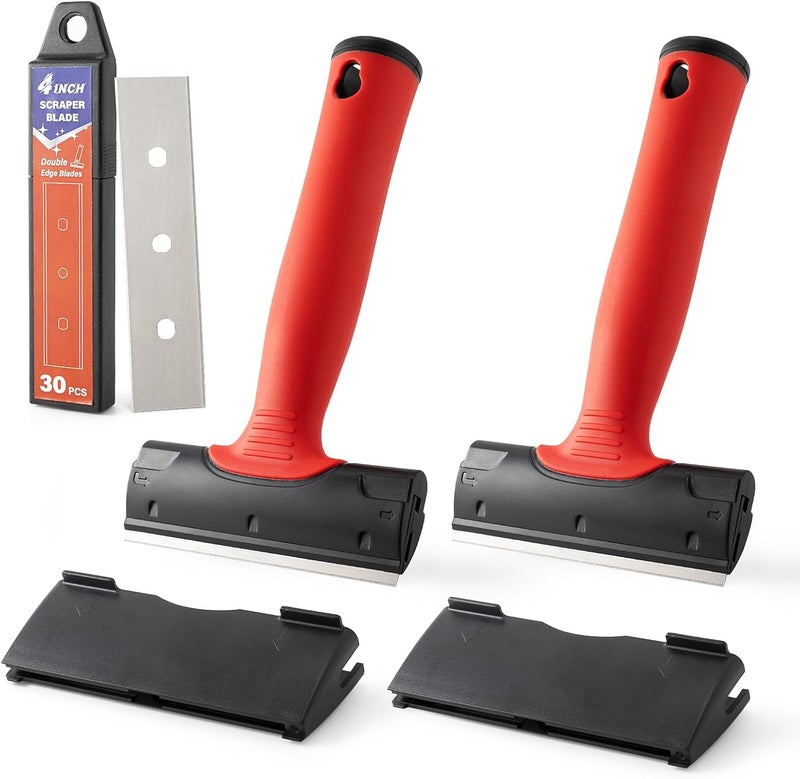 Gomake 4 Inch Razor Blade Scraper Tool Razor Scraper with Extra Razor Blades Cleaning Scraper Remover for Removal Floor Stove Scraping Labels and Decals Sticker on Car Window Glass (W81) - Image 1